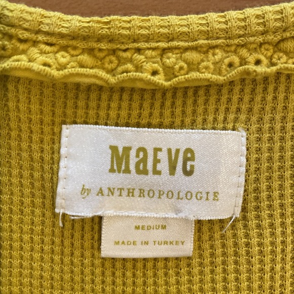ANTHROPOLOGIE Maeve Mustard Yellow Tiered Long Sleeve Ribbed Top // M‎ - Picture 11 of 13